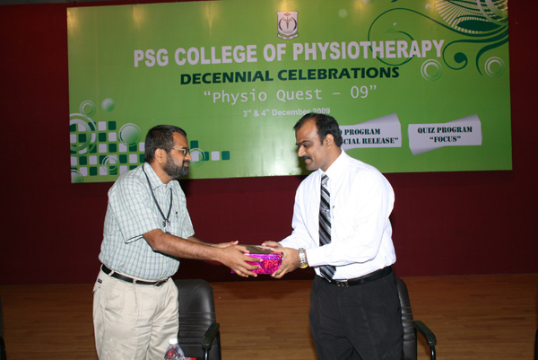 Honoured after a workshop at PSG College of Physiotherapy, Coimbatore